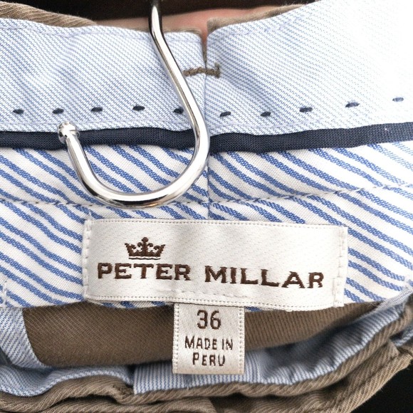 Peter Millar Pima Cotton Blend Flat Front Brown Chino Pants Men's 36x29 - Picture 5 of 7